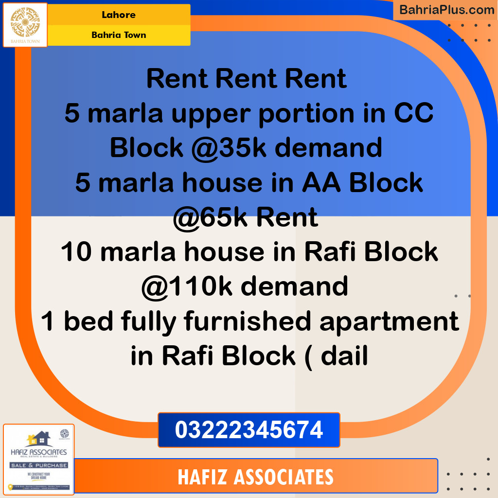 Residential House for Rent in Bahria Town, Lahore - (BP-312965)