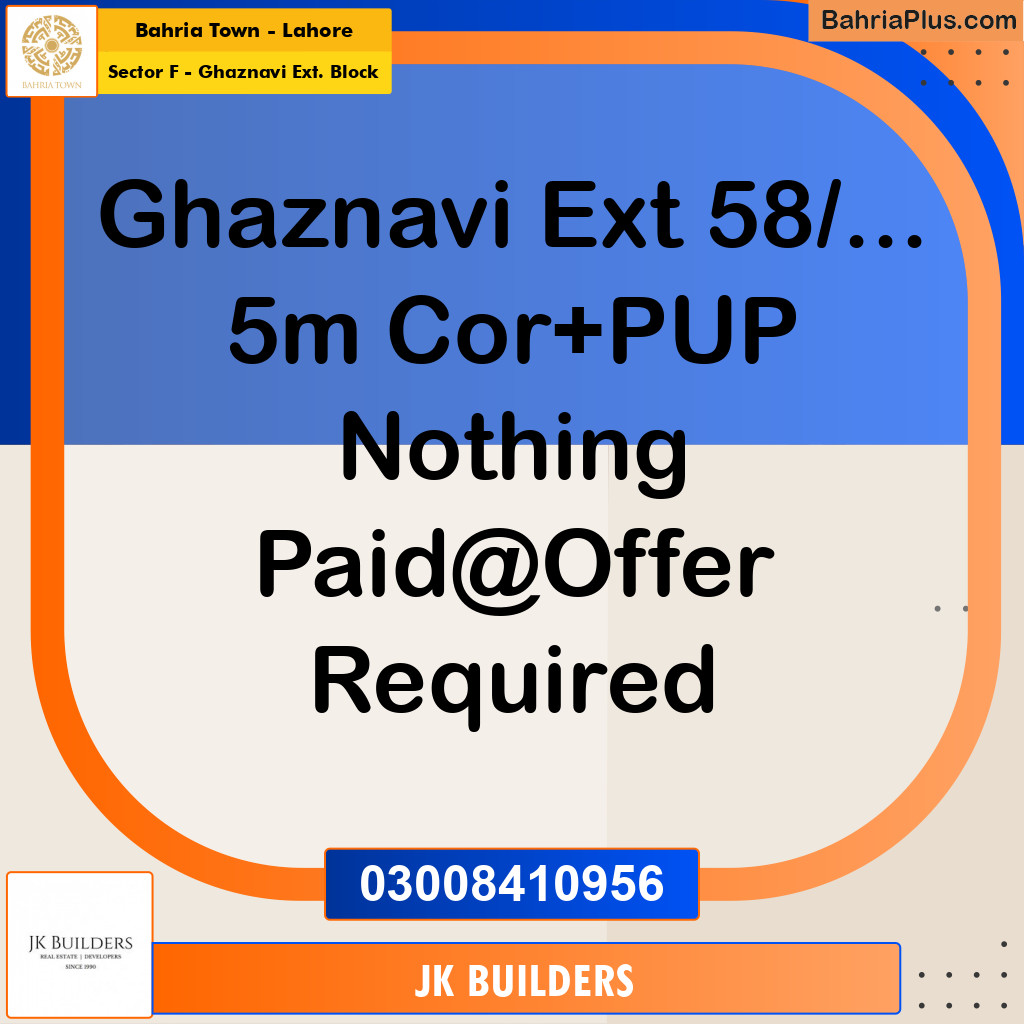5 Marla Residential Plot for Sale in Sector F - Ghaznavi Ext. Block -  Bahria Town, Lahore - (BP-313017)