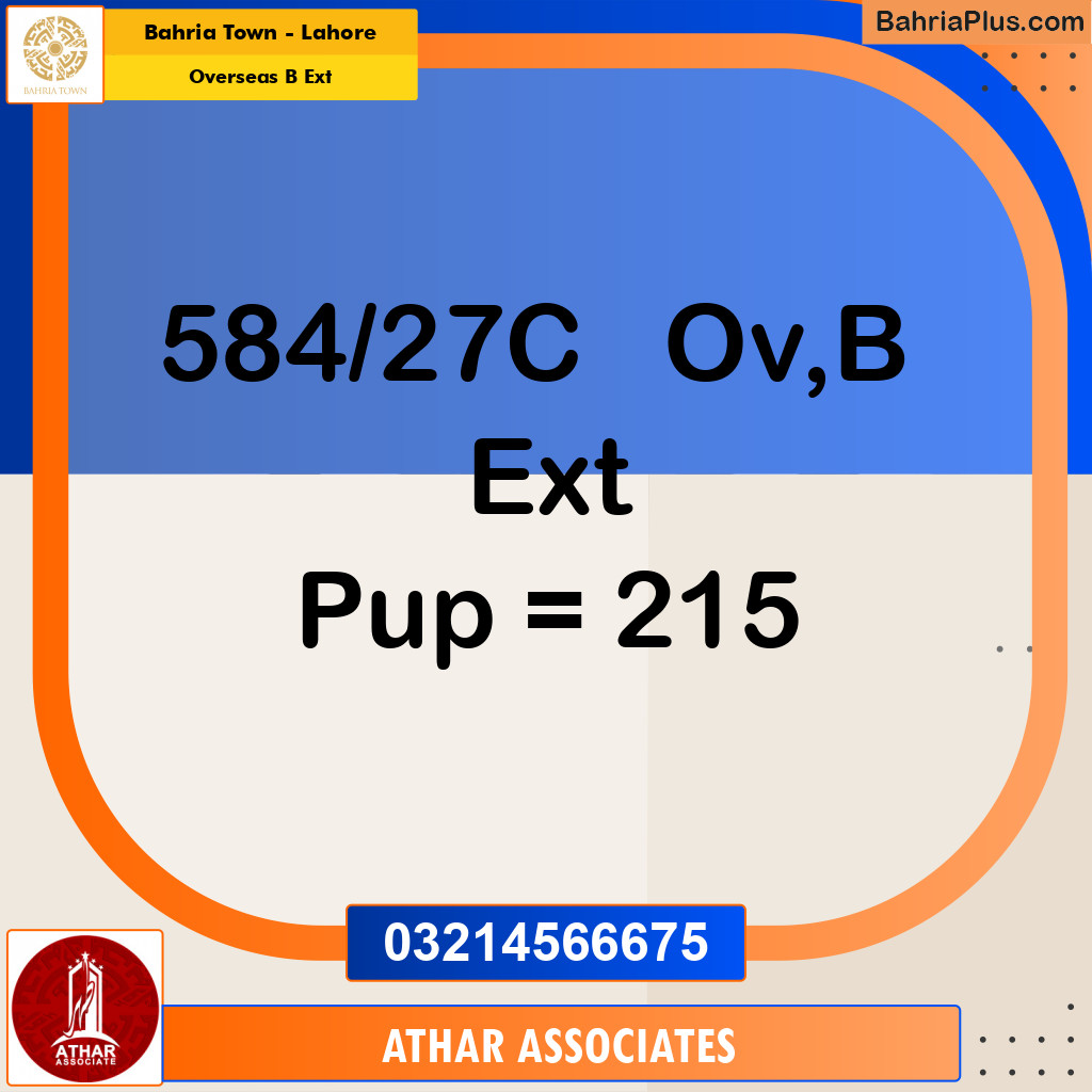 20 Marla Residential Plot for Sale in Overseas B Ext -  Bahria Town, Lahore - (BP-313031)