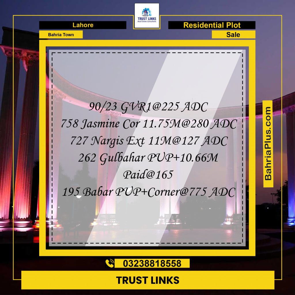 Residential Plot for Sale in Bahria Town, Lahore - (BP-313054)
