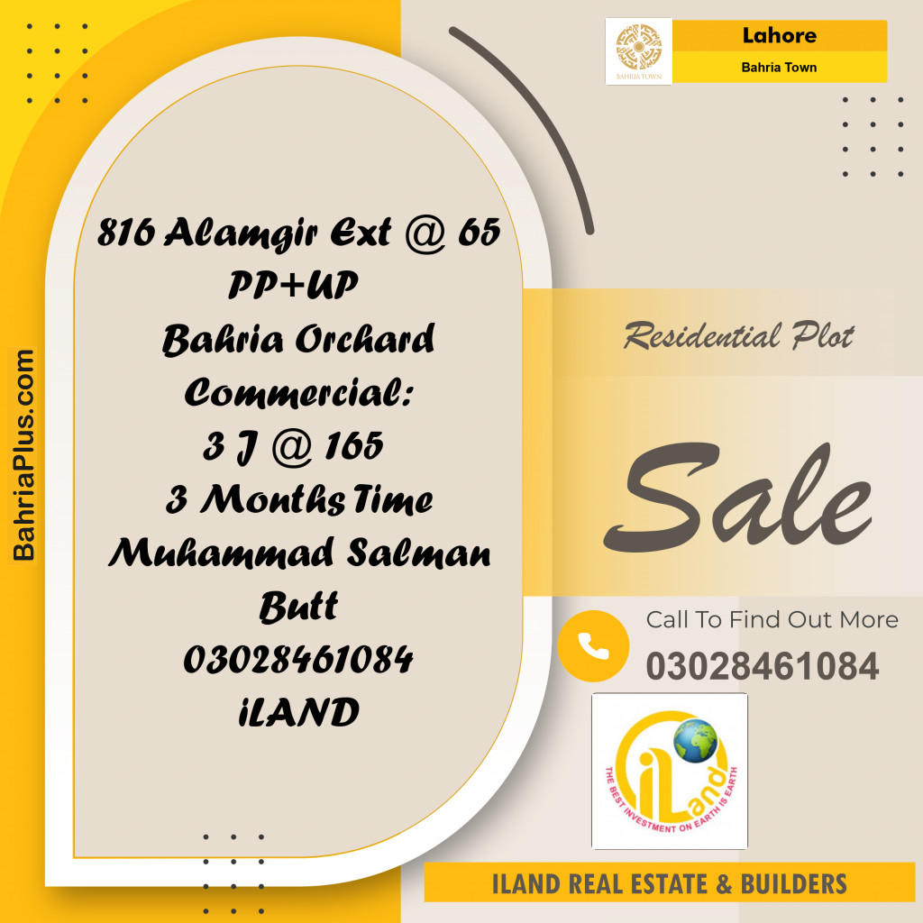 Residential Plot for Sale in Bahria Town, Lahore - (BP-313088)