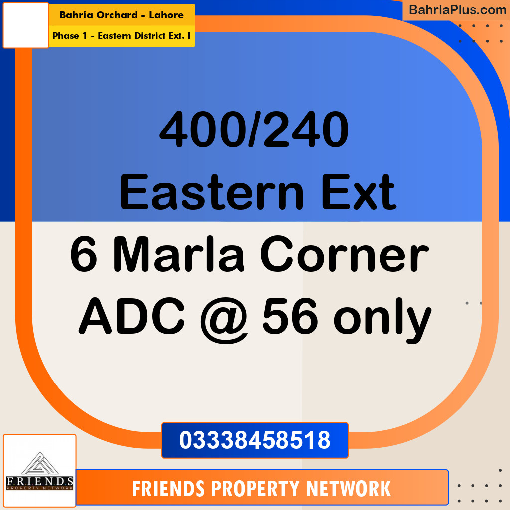 6 Marla Residential Plot for Sale in Phase 1 - Eastern District Ext. I -  Bahria Orchard, Lahore - (BP-313111)