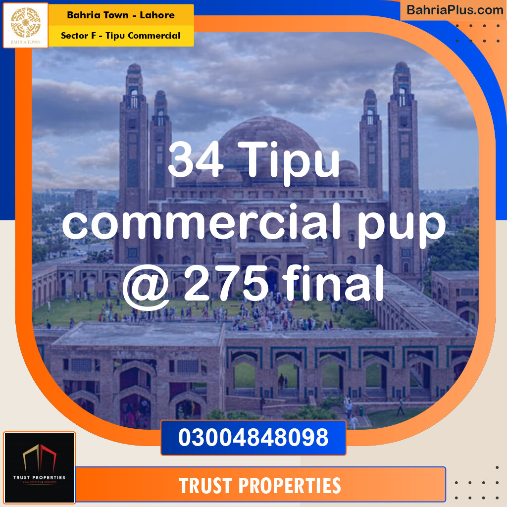 5 Marla Commercial Plot for Sale in Sector F - Tipu Commercial -  Bahria Town, Lahore - (BP-313125)
