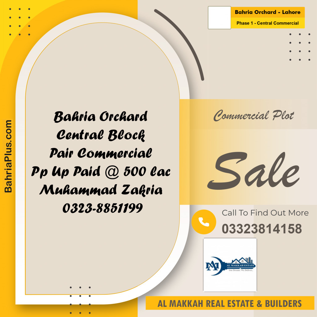 5 Marla Commercial Plot for Sale in Phase 1 - Central Commercial -  Bahria Orchard, Lahore - (BP-313146)