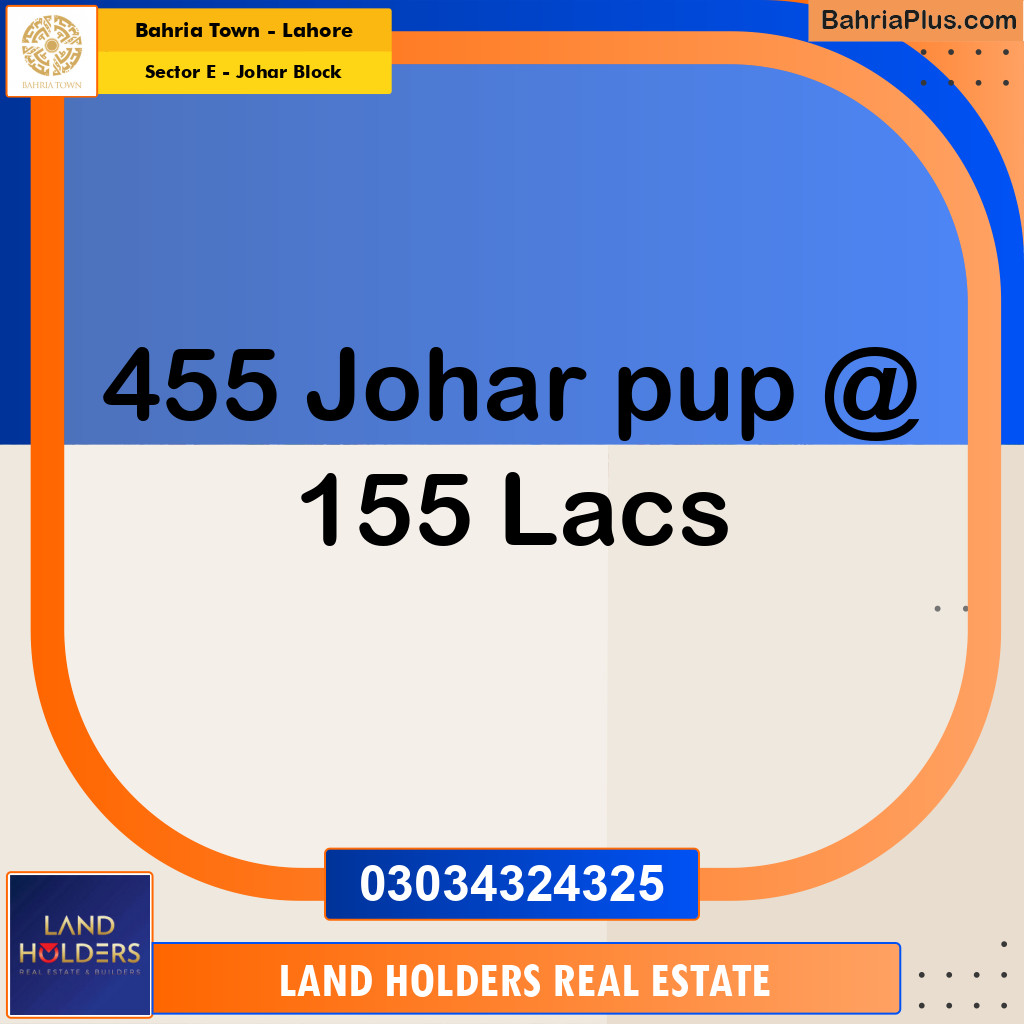 10 Marla Residential Plot for Sale in Sector E - Johar Block -  Bahria Town, Lahore - (BP-313162)