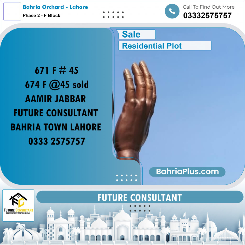 5 Marla Residential Plot for Sale in Phase 2 - F Block -  Bahria Orchard, Lahore - (BP-313179)