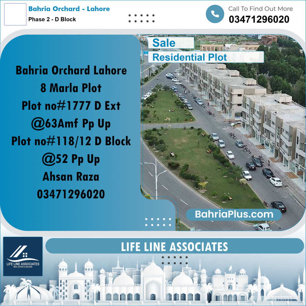 8 Marla Residential Plot for Sale in Phase 2 - D Block -  Bahria Orchard, Lahore - (BP-313242)