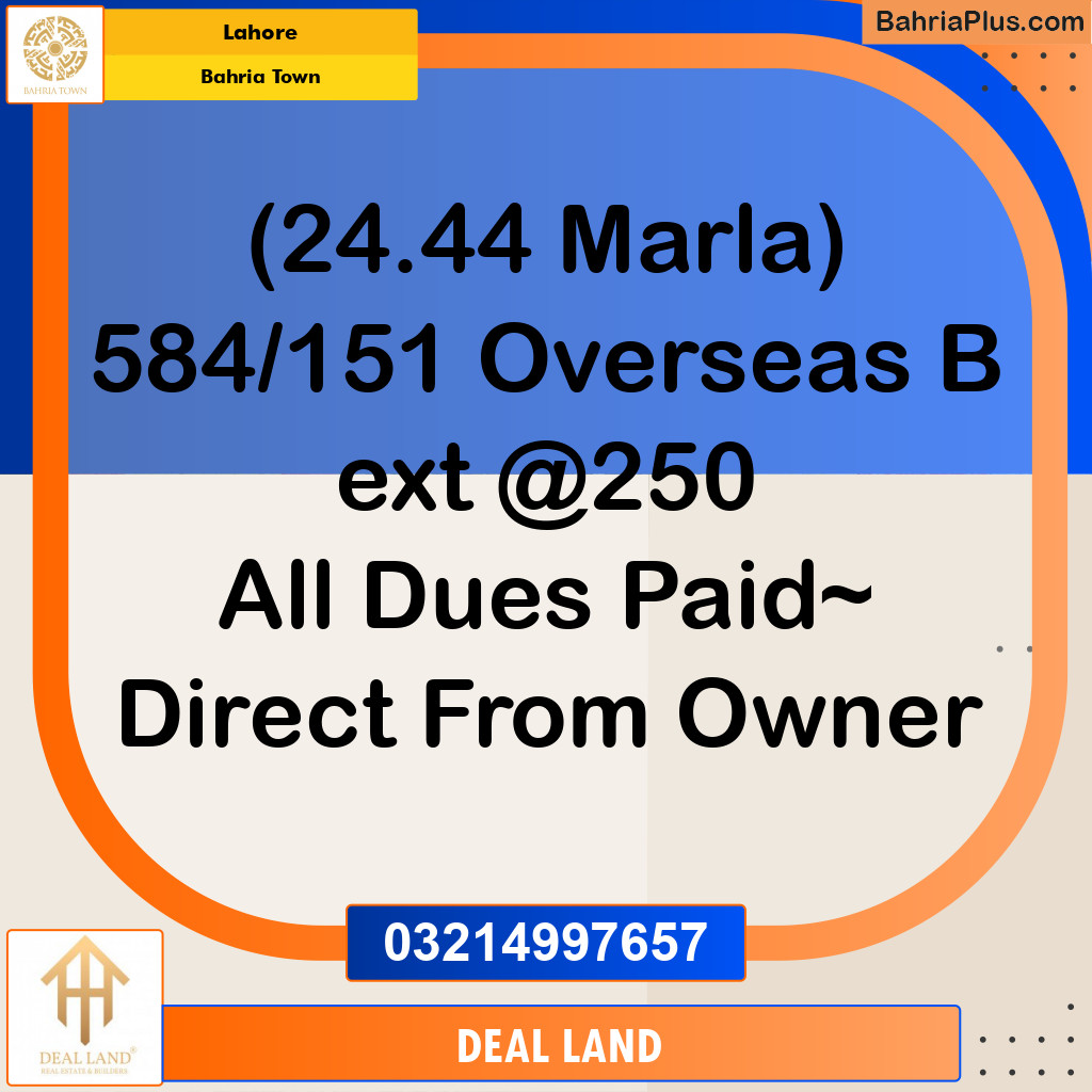 Residential Plot for Sale in Bahria Town, Lahore - (BP-313310)