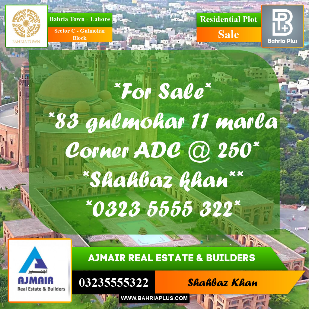 10 Marla Residential Plot for Sale in Sector C - Gulmohar Block -  Bahria Town, Lahore - (BP-313360)