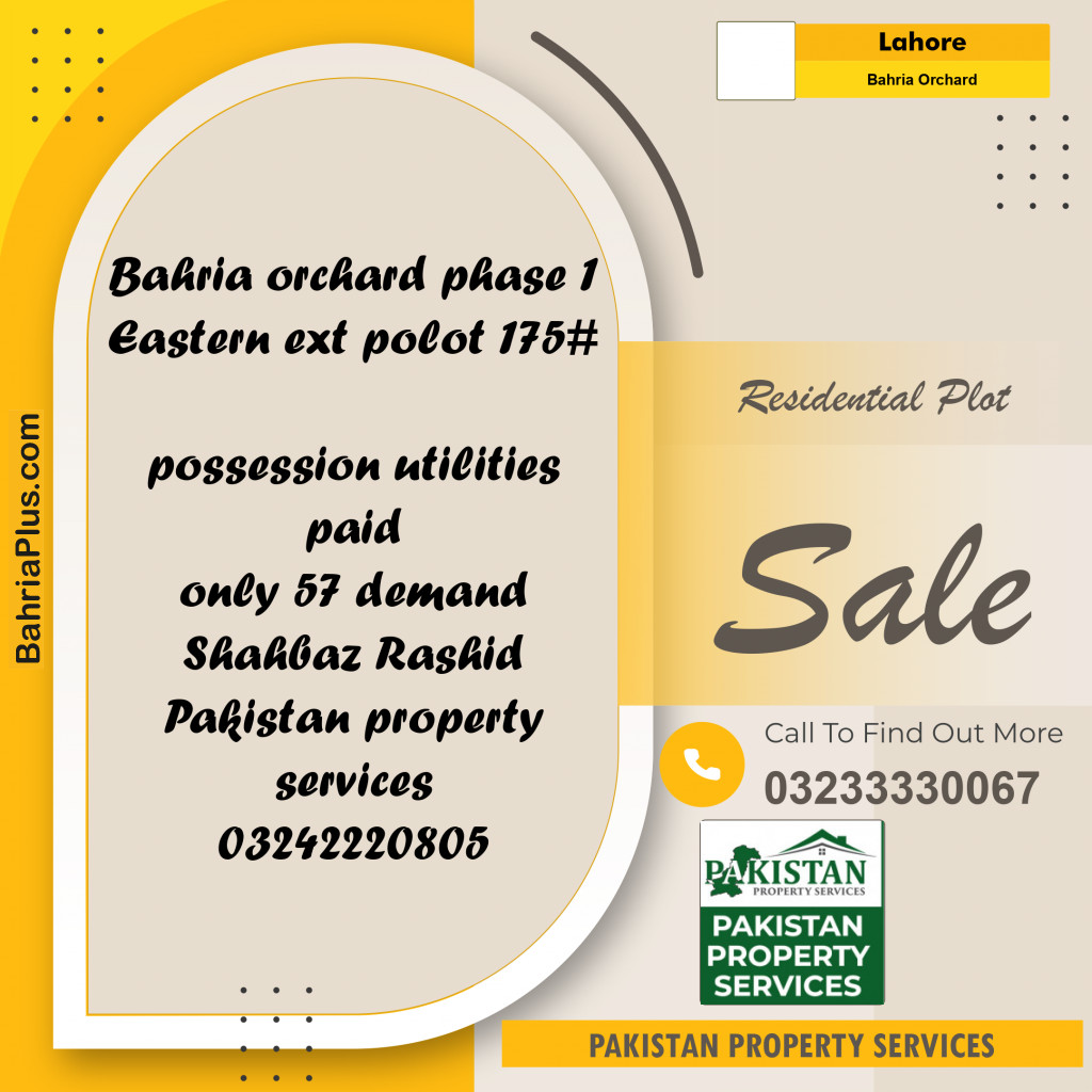 Residential Plot for Sale in Bahria Orchard, Lahore - (BP-313555)