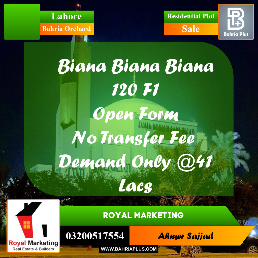 5 Marla Residential Plot for Sale in Bahria Orchard, Lahore - (BP-313591)
