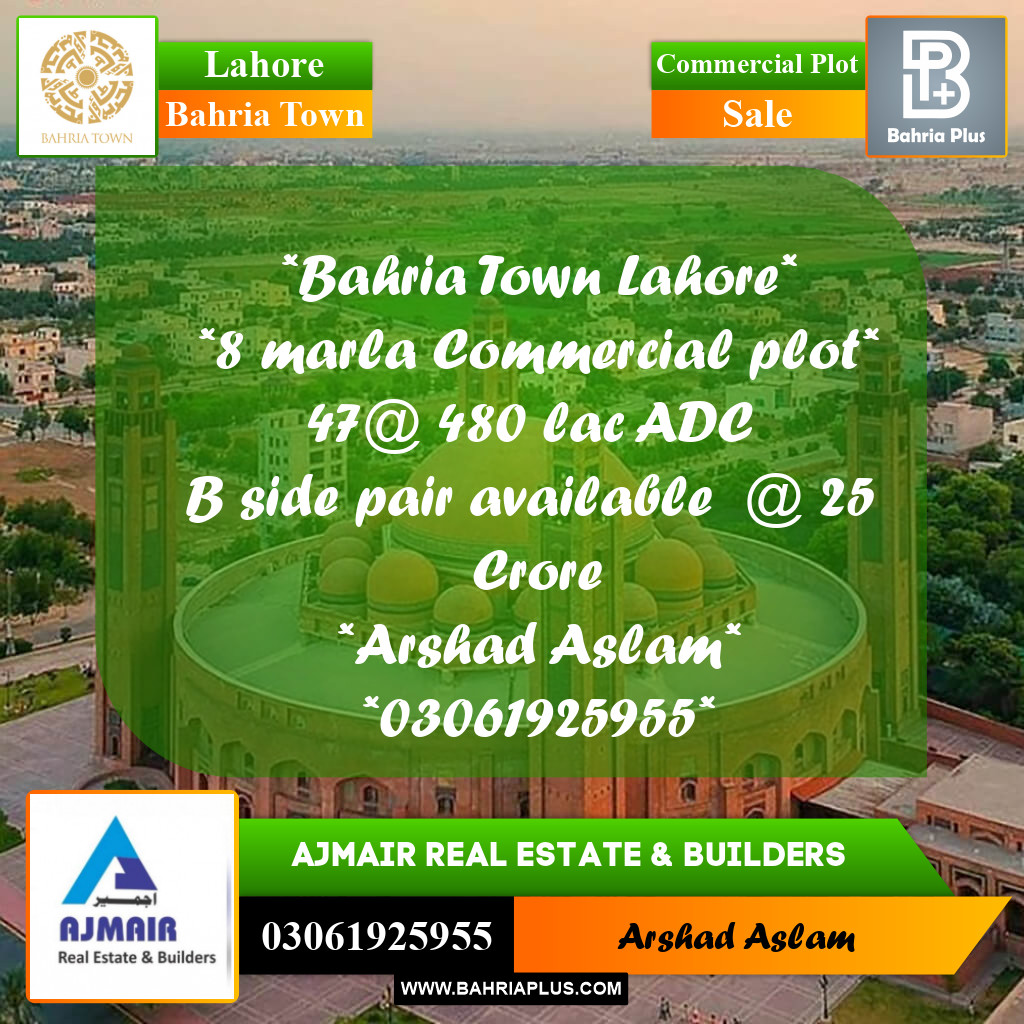 Commercial Plot for Sale in Bahria Town, Lahore - (BP-313604)