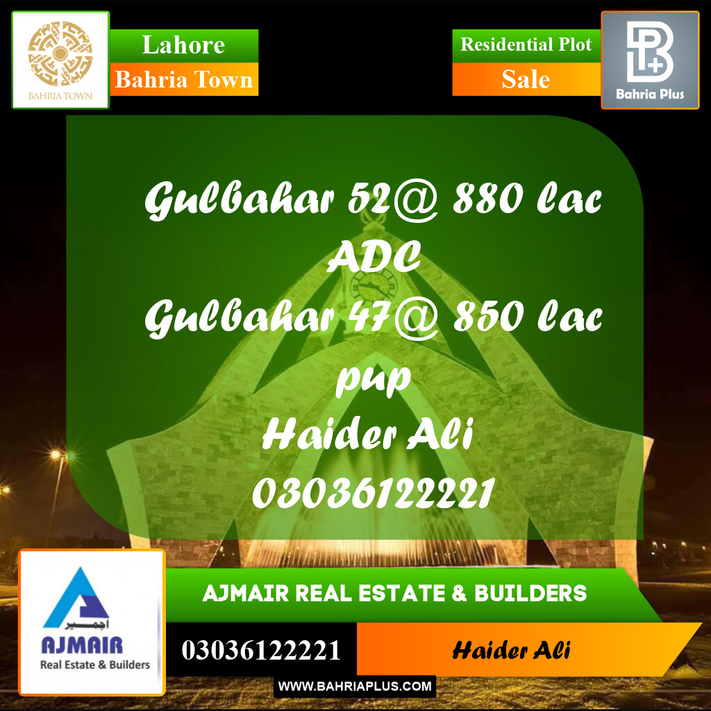 Residential Plot for Sale in Bahria Town, Lahore - (BP-313635)