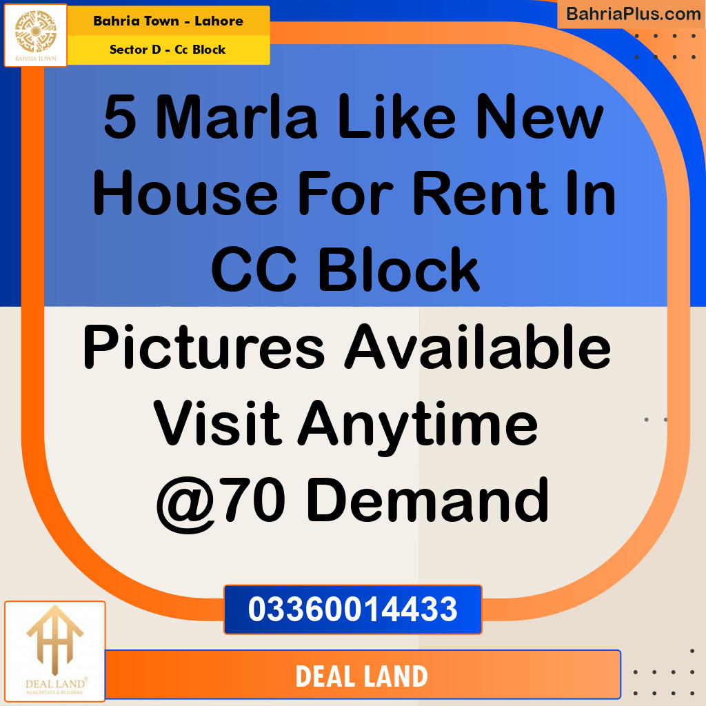 5 Marla Residential House for Rent in Sector D - CC Block -  Bahria Town, Lahore - (BP-313642)
