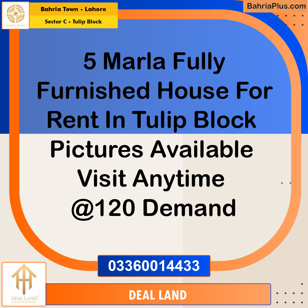 5 Marla Residential House for Rent in Sector C - Tulip Block -  Bahria Town, Lahore - (BP-313645)