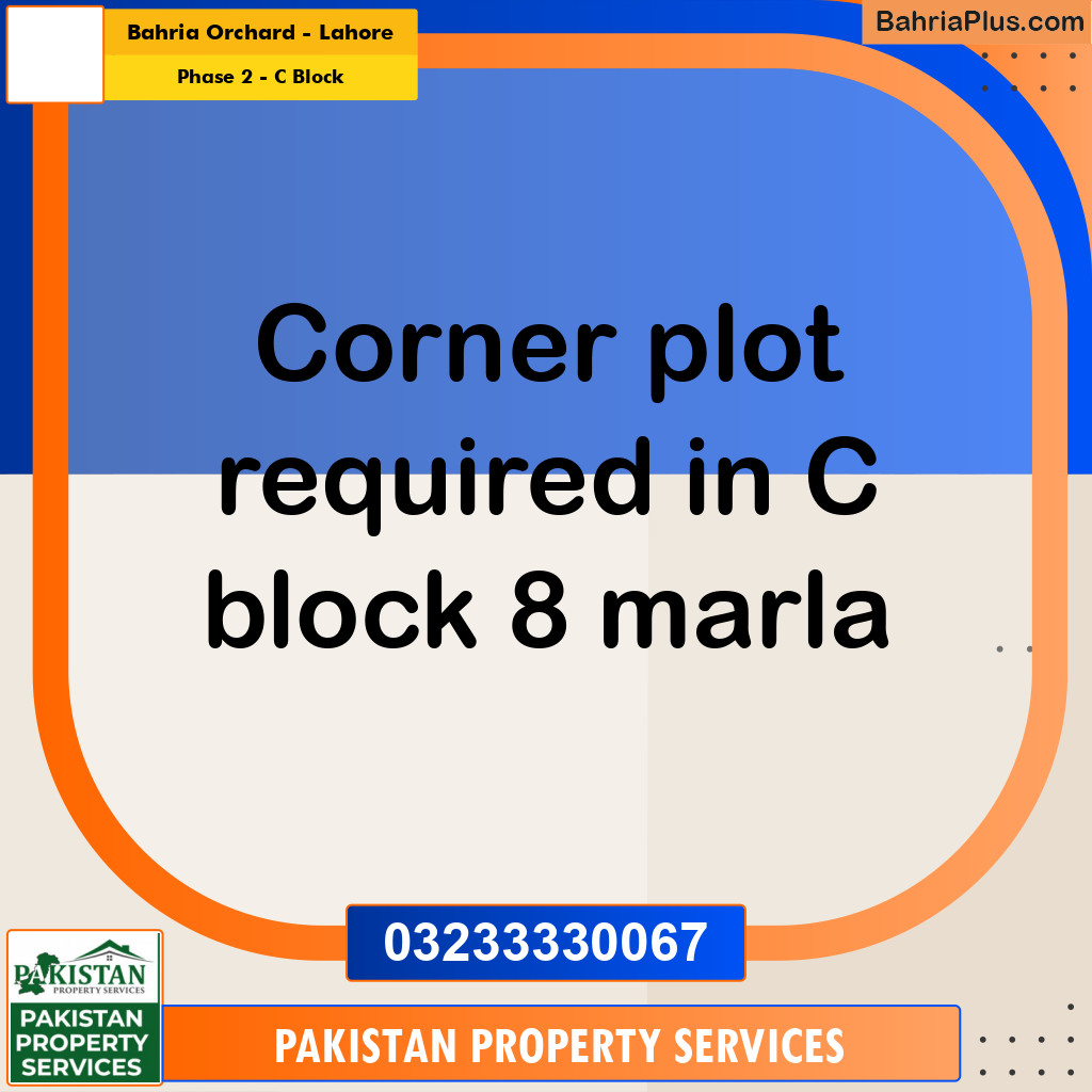 8 Marla Residential Plot for Sale in Phase 2 - C Block -  Bahria Orchard, Lahore - (BP-313669)