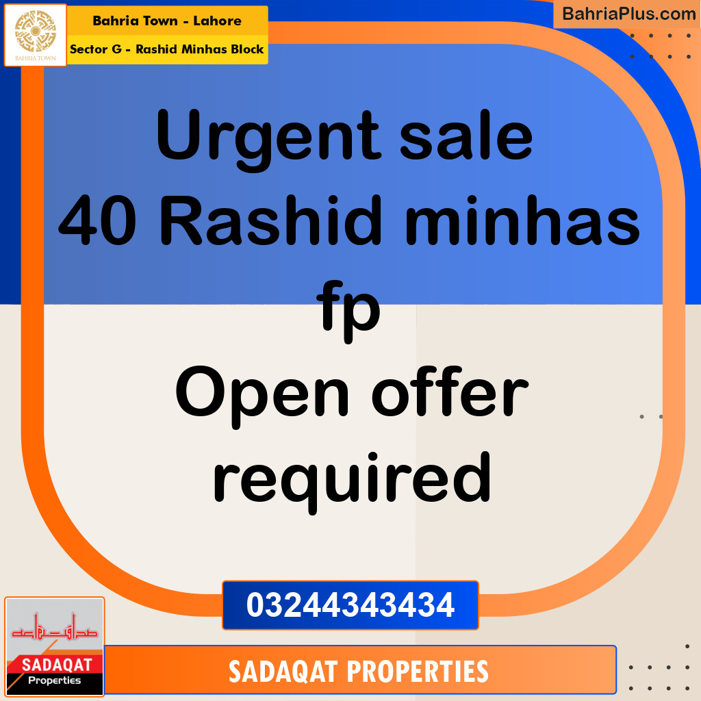 10 Marla Residential Plot for Sale in Sector G - Rashid Minhas Block -  Bahria Town, Lahore - (BP-313692)