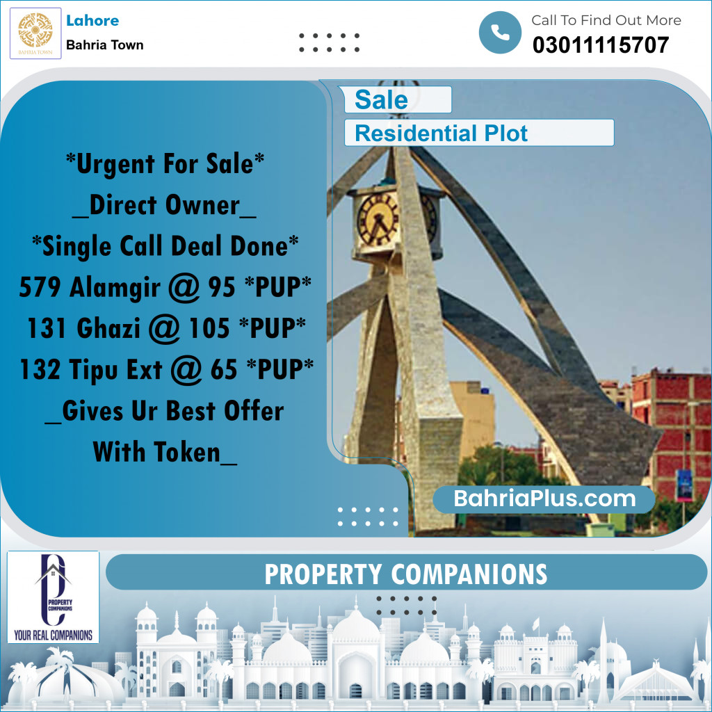 Residential Plot for Sale in Bahria Town, Lahore - (BP-313750)