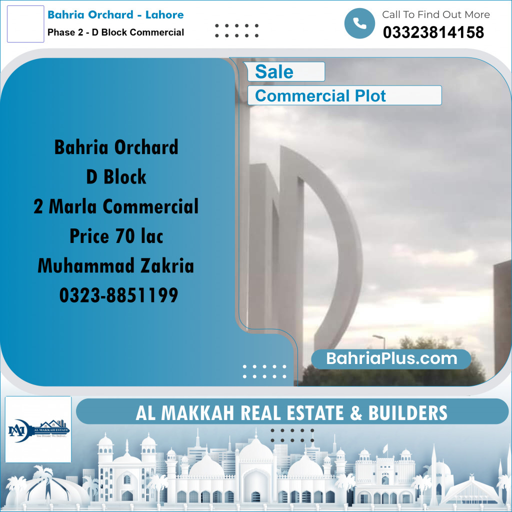 2 Marla Commercial Plot for Sale in Phase 2 - D Block Commercial -  Bahria Orchard, Lahore - (BP-313780)