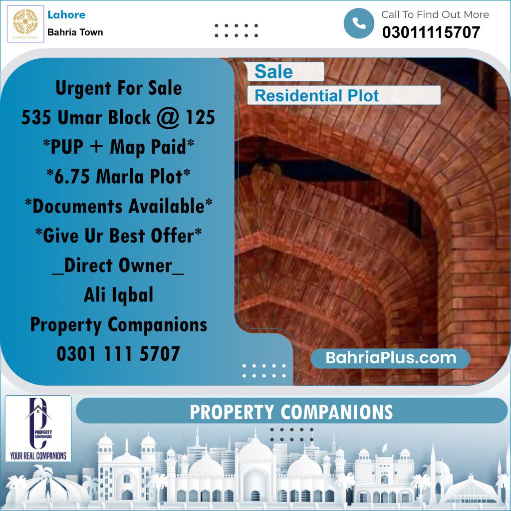 Residential Plot for Sale in Bahria Town, Lahore - (BP-313791)