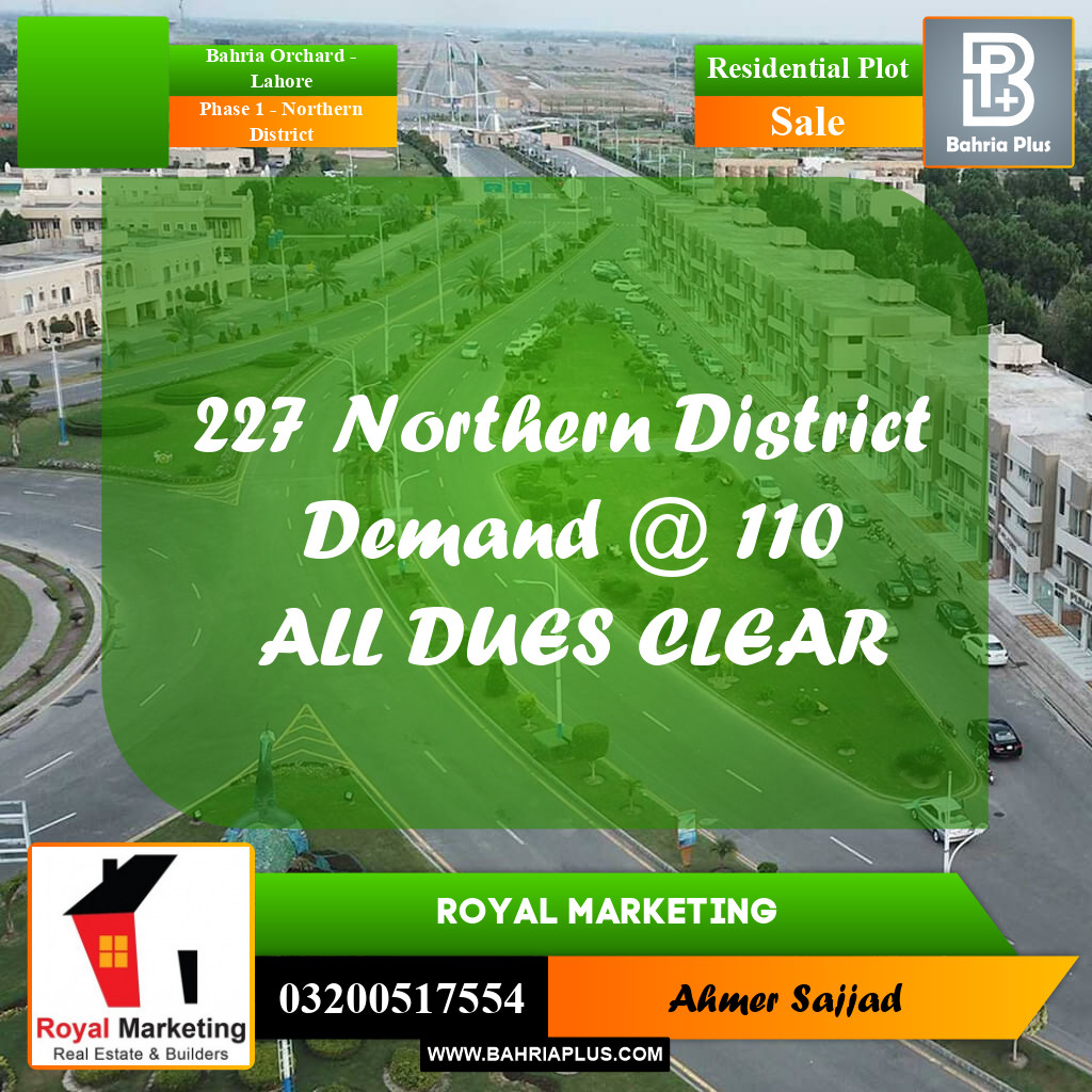 Residential Plot for Sale in Phase 1 - Northern District -  Bahria Orchard, Lahore - (BP-313808)