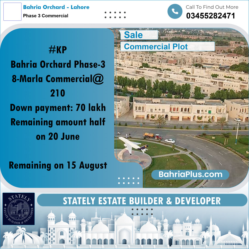 8 Marla Commercial Plot for Sale in Phase 3 Commercial -  Bahria Orchard, Lahore - (BP-313858)
