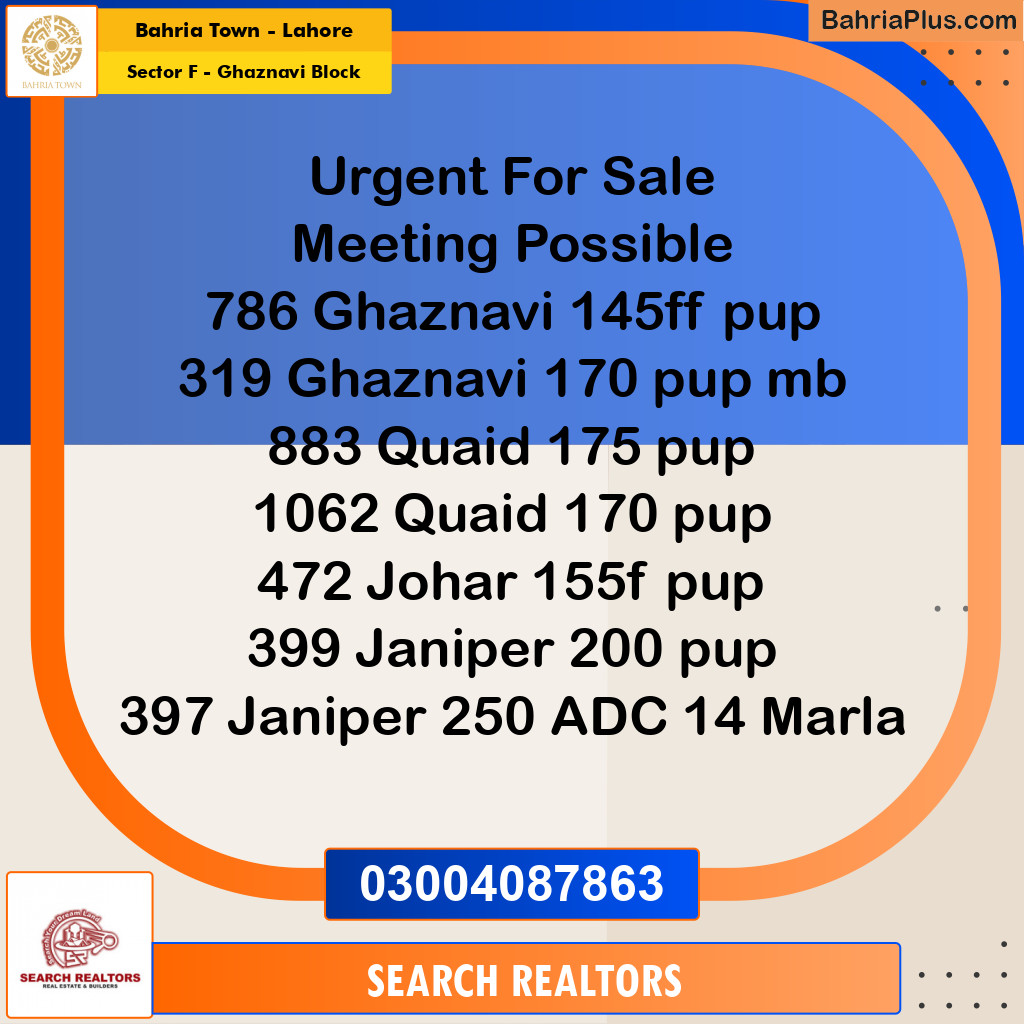 10 Marla Residential Plot for Sale in Sector F - Ghaznavi Block -  Bahria Town, Lahore - (BP-313880)