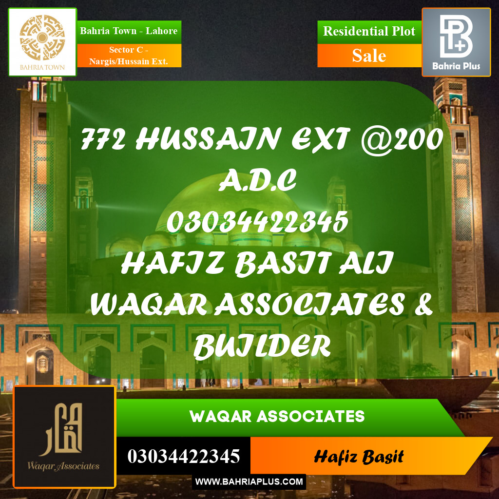 1 Kanal Residential Plot for Sale in Sector C - Nargis/Hussain Ext. -  Bahria Town, Lahore - (BP-313886)