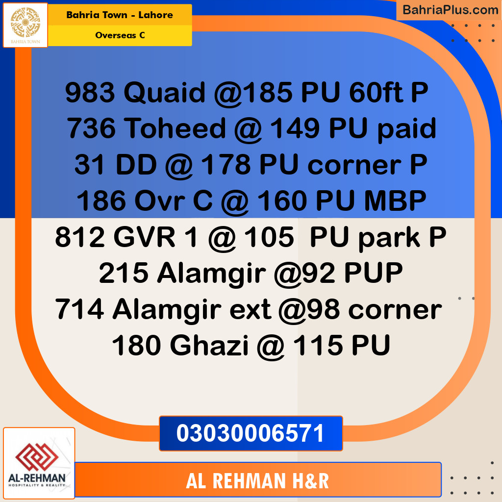 10 Marla Residential Plot for Sale in Overseas C -  Bahria Town, Lahore - (BP-313898)