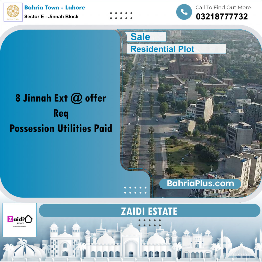 10 Marla Residential Plot for Sale in Sector E - Jinnah Block -  Bahria Town, Lahore - (BP-314015)