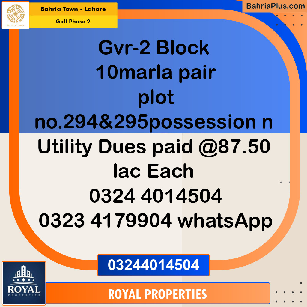Residential Plot for Sale in Golf Phase 2 -  Bahria Town, Lahore - (BP-314119)