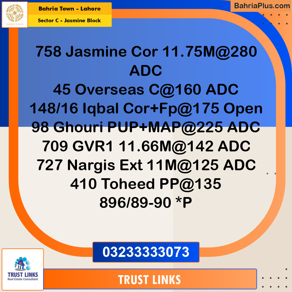 10 Marla Residential Plot for Sale in Sector C - Jasmine Block -  Bahria Town, Lahore - (BP-314162)