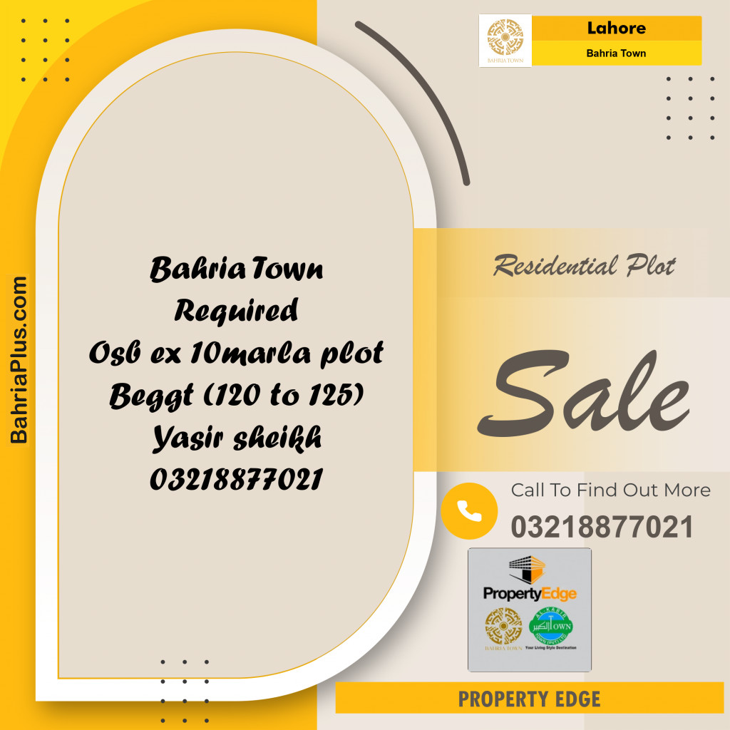Residential Plot for Sale in Bahria Town, Lahore - (BP-314210)