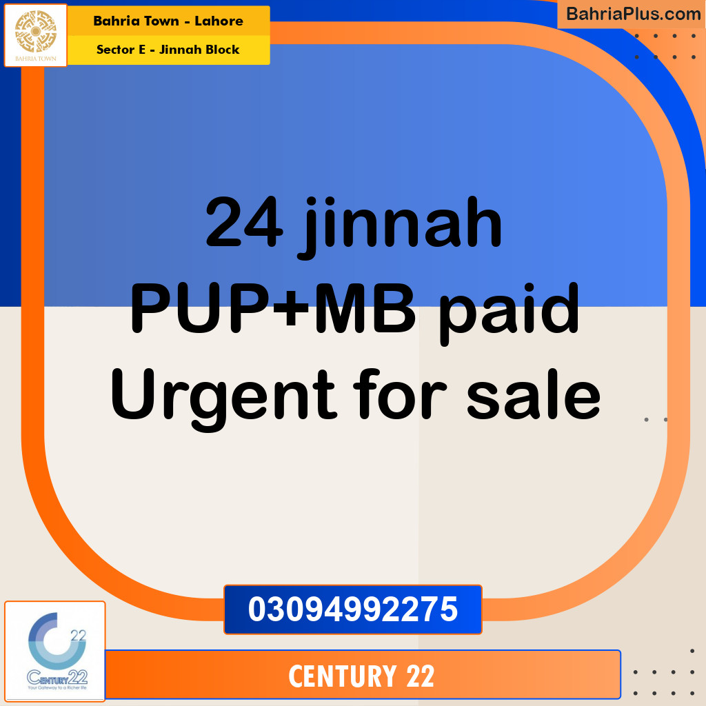 5 Marla Residential Plot for Sale in Sector E - Jinnah Block -  Bahria Town, Lahore - (BP-314261)