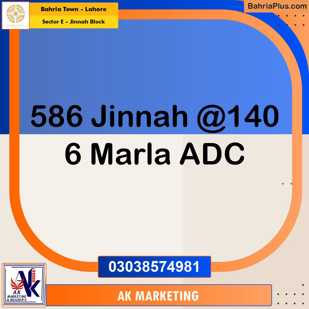 6 Marla Residential Plot for Sale in Sector E - Jinnah Block -  Bahria Town, Lahore - (BP-314294)