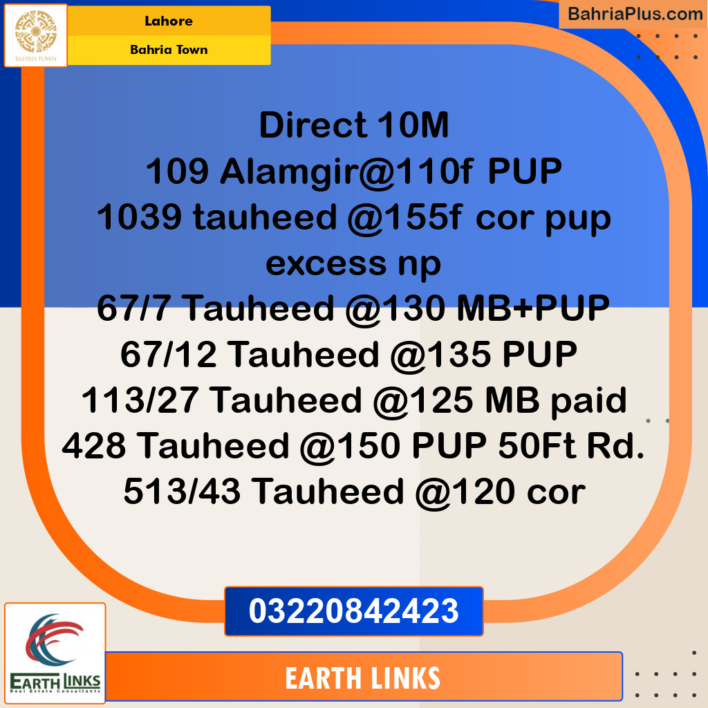 Residential Plot for Sale in Bahria Town, Lahore - (BP-314304)