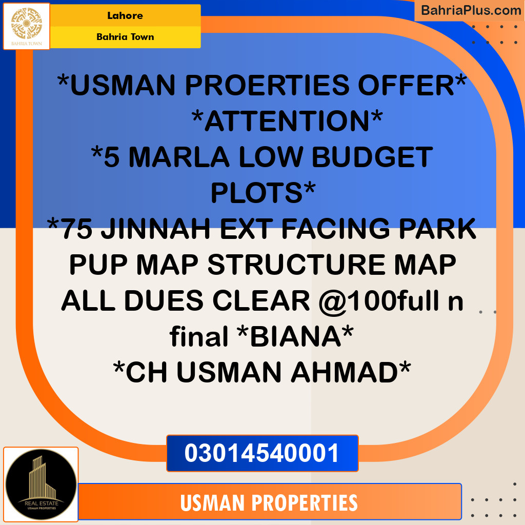 Residential Plot for Sale in Bahria Town, Lahore - (BP-314391)