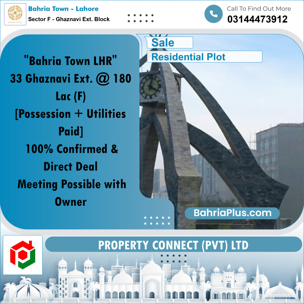 1 Kanal Residential Plot for Sale in Sector F - Ghaznavi Ext. Block -  Bahria Town, Lahore - (BP-314458)