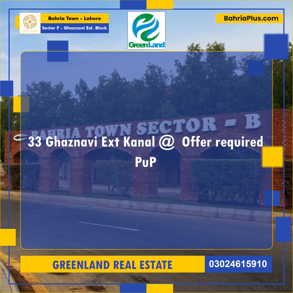 20 Marla Residential Plot for Sale in Sector F - Ghaznavi Ext. Block -  Bahria Town, Lahore - (BP-314478)