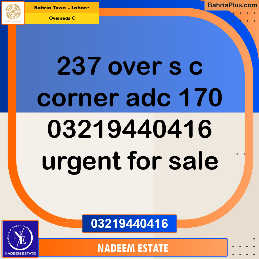 Residential Plot for Sale in Overseas C -  Bahria Town, Lahore - (BP-314571)