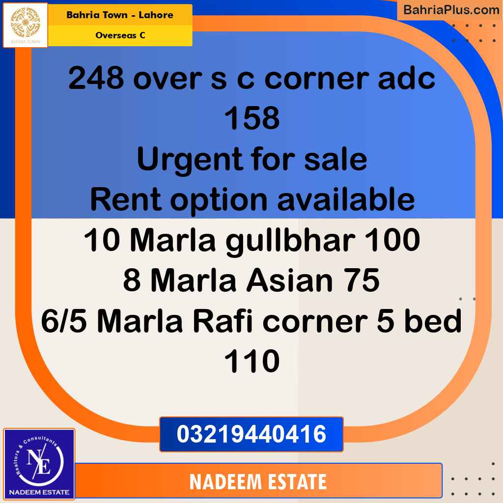 Residential Plot for Sale in Overseas C -  Bahria Town, Lahore - (BP-314577)