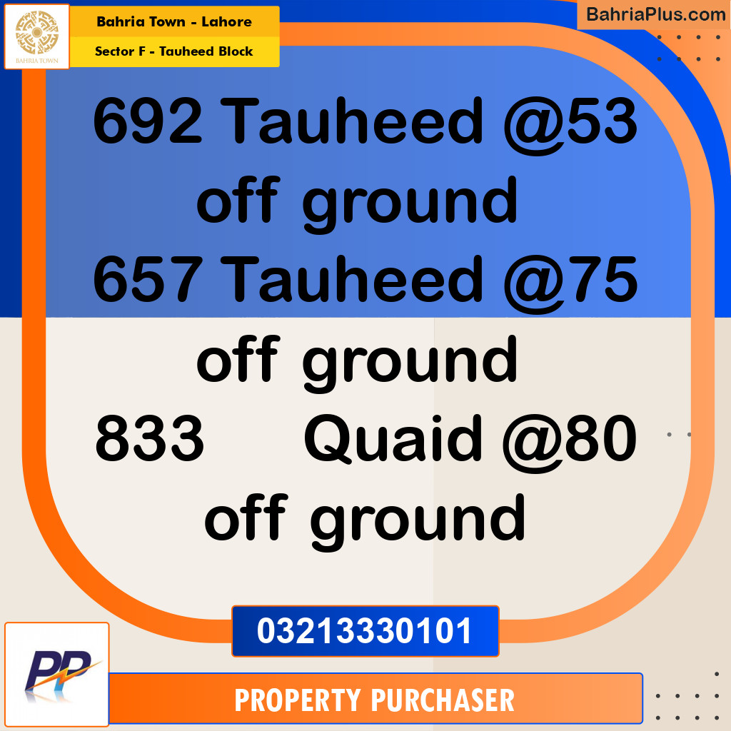 5 Marla Residential Plot for Sale in Sector F - Tauheed Block -  Bahria Town, Lahore - (BP-314582)