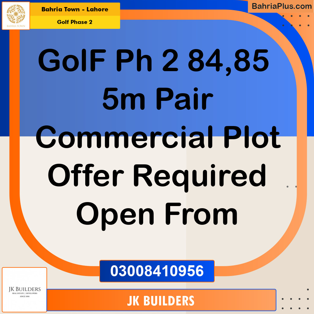 5 Marla Residential Plot for Sale in Golf Phase 2 -  Bahria Town, Lahore - (BP-314610)
