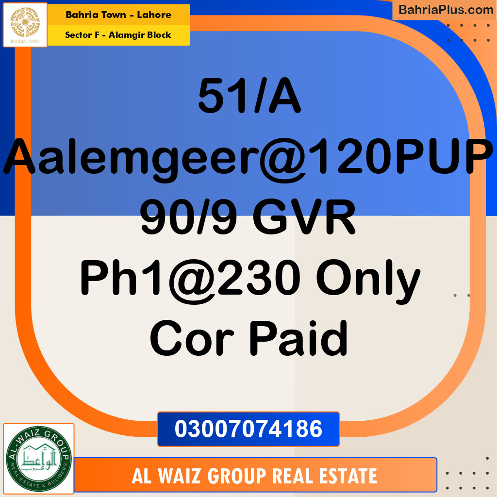 10 Marla Residential Plot for Sale in Sector F - Alamgir Block -  Bahria Town, Lahore - (BP-314691)