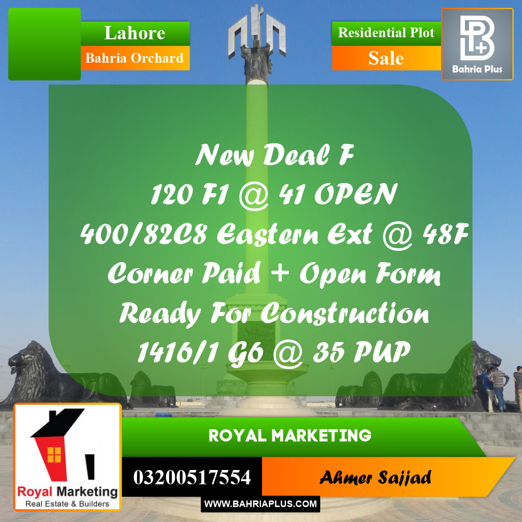 Residential Plot for Sale in Bahria Orchard, Lahore - (BP-314706)