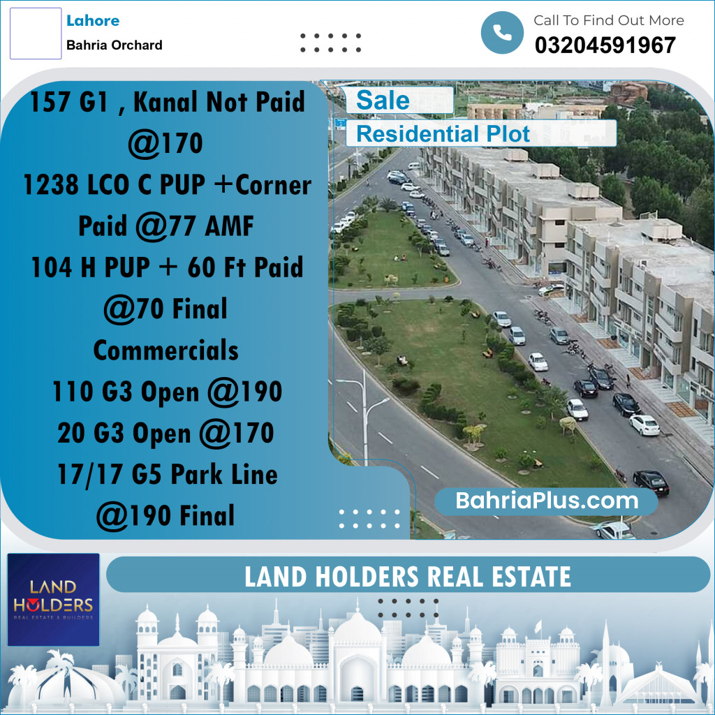 Residential Plot for Sale in Bahria Orchard, Lahore - (BP-314776)