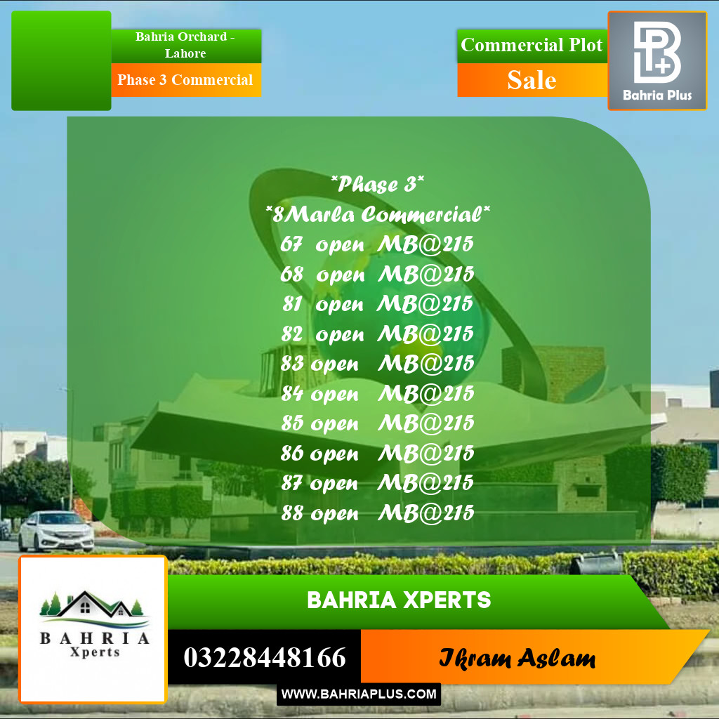 8 Marla Commercial Plot for Sale in Phase 3 Commercial -  Bahria Orchard, Lahore - (BP-314784)