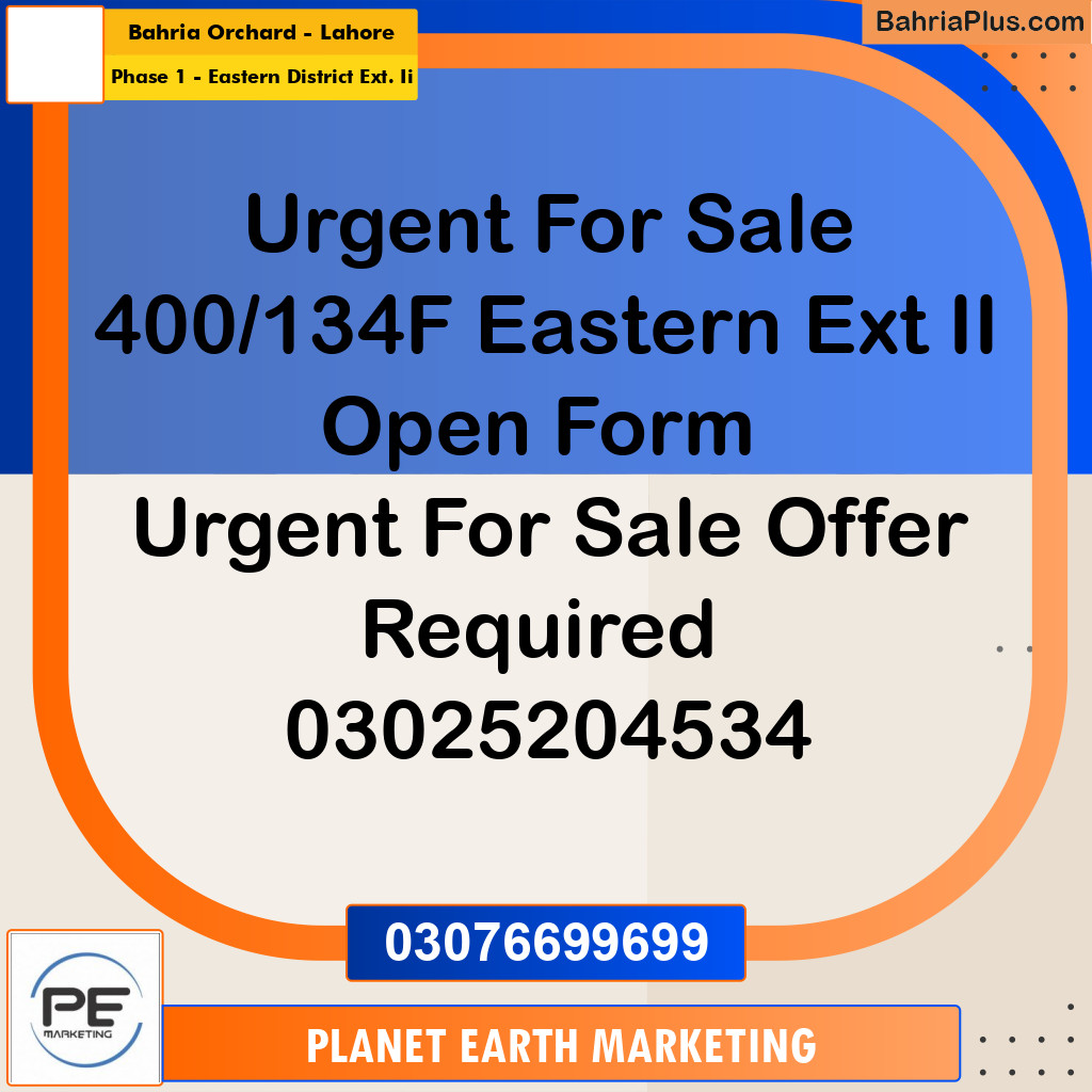5 Marla Residential Plot for Sale in Phase 1 - Eastern District Ext. II -  Bahria Orchard, Lahore - (BP-314807)
