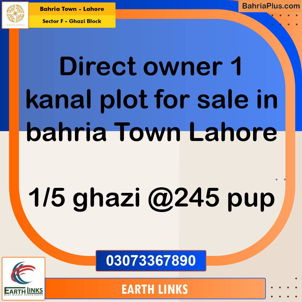 1 Kanal Residential Plot for Sale in Sector F - Ghazi Block -  Bahria Town, Lahore - (BP-314849)