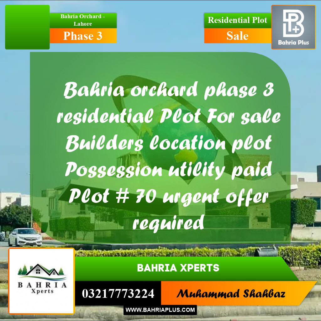 8 Marla Residential Plot for Sale in Phase 3 -  Bahria Orchard, Lahore - (BP-314851)